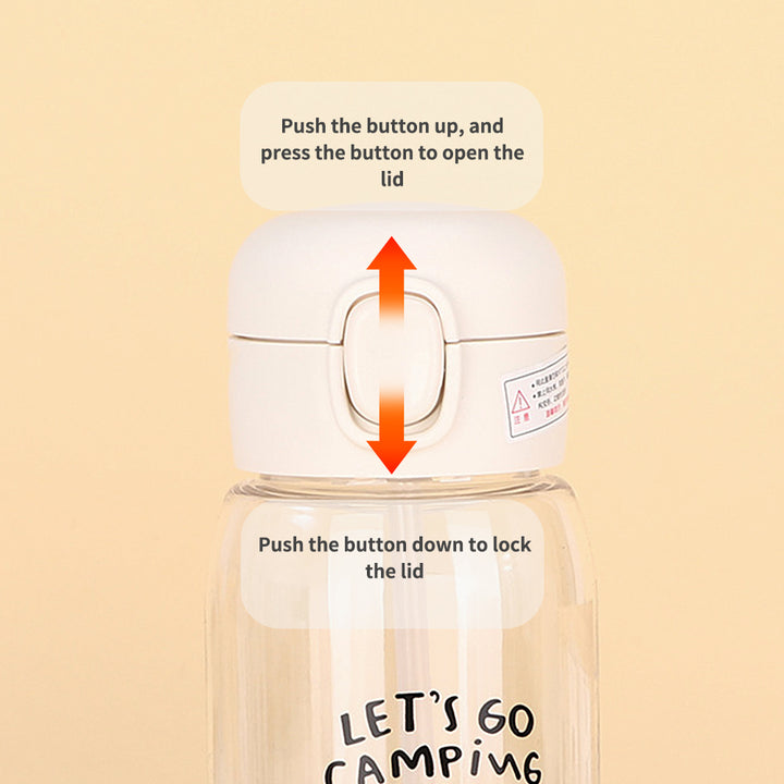 Premium 600ml Eco-Friendly Water Bottle with Straw - Large Capacity, Drop-Resistant, Portable PC Plastic Cup for Home, 