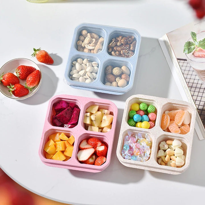 Premium Reusable 4-Grid Snack Containers – Portable Meal Prep Lunch Box, Leak-Proof, Large Capacity, Multi-Compartment 