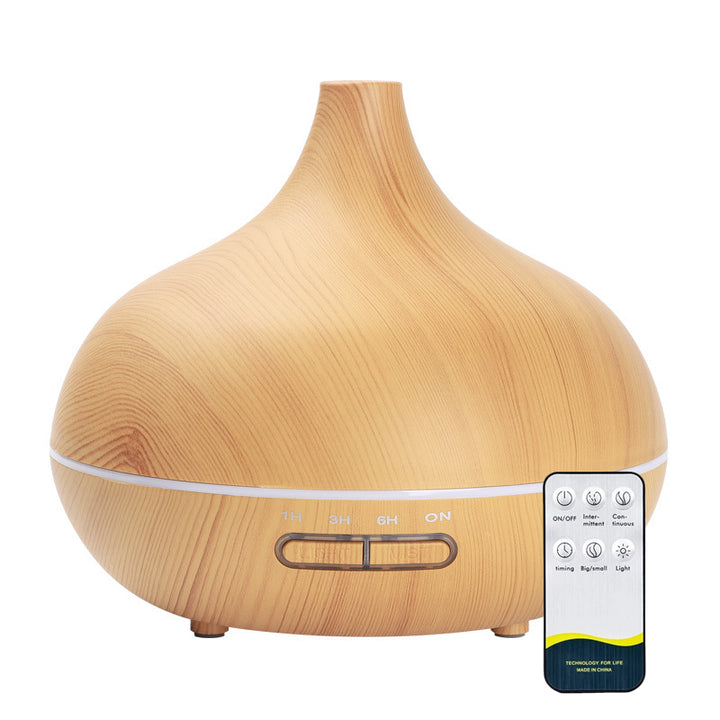 Premium 550ml Wood Grain USB Aroma Diffuser, Essential Oil Humidifier with 7 LED Colors & Remote Control