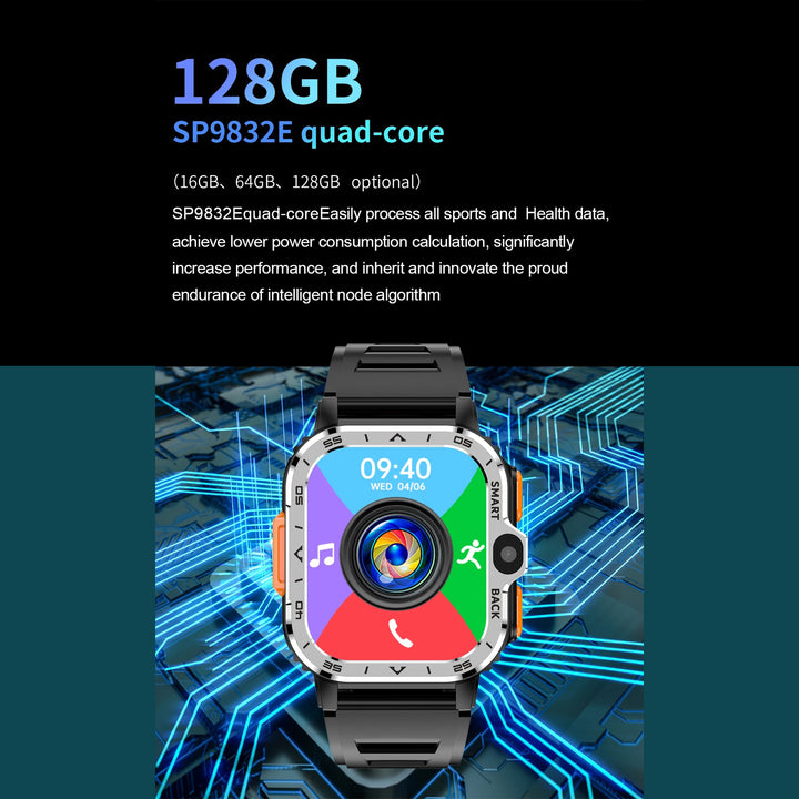 Premium 4G Android Smartwatch for Men – 2.03" HD Dual Camera, GPS, 64GB ROM, NFC, Wi-Fi, Bluetooth, Heart Rate Monitoring, Step Counter, SIM Card Support - StrengthXPhysiotherapy