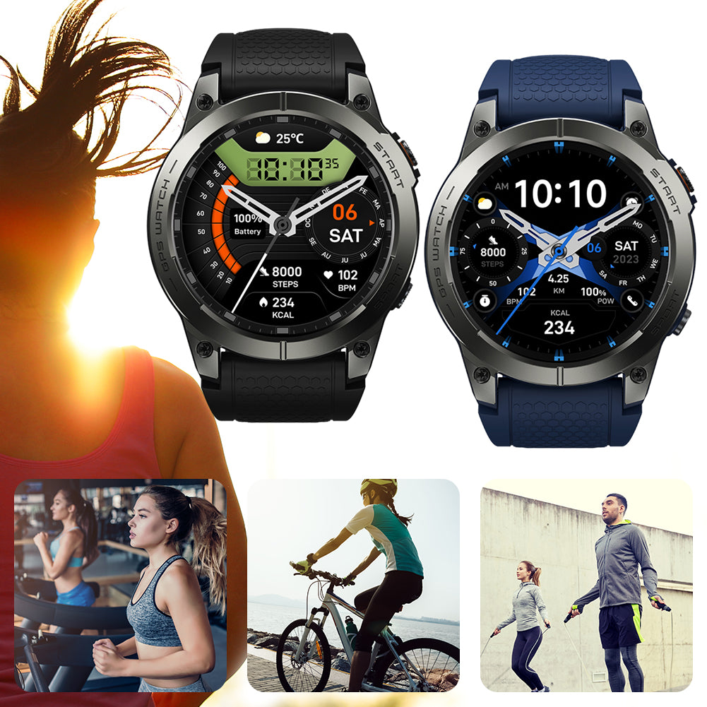 Premium GPS Sports Smartwatch for Men - 1.43” AMOLED, Built-in GPS, 100+ Sports Modes, Health Tracking, 18-Day Battery, 
