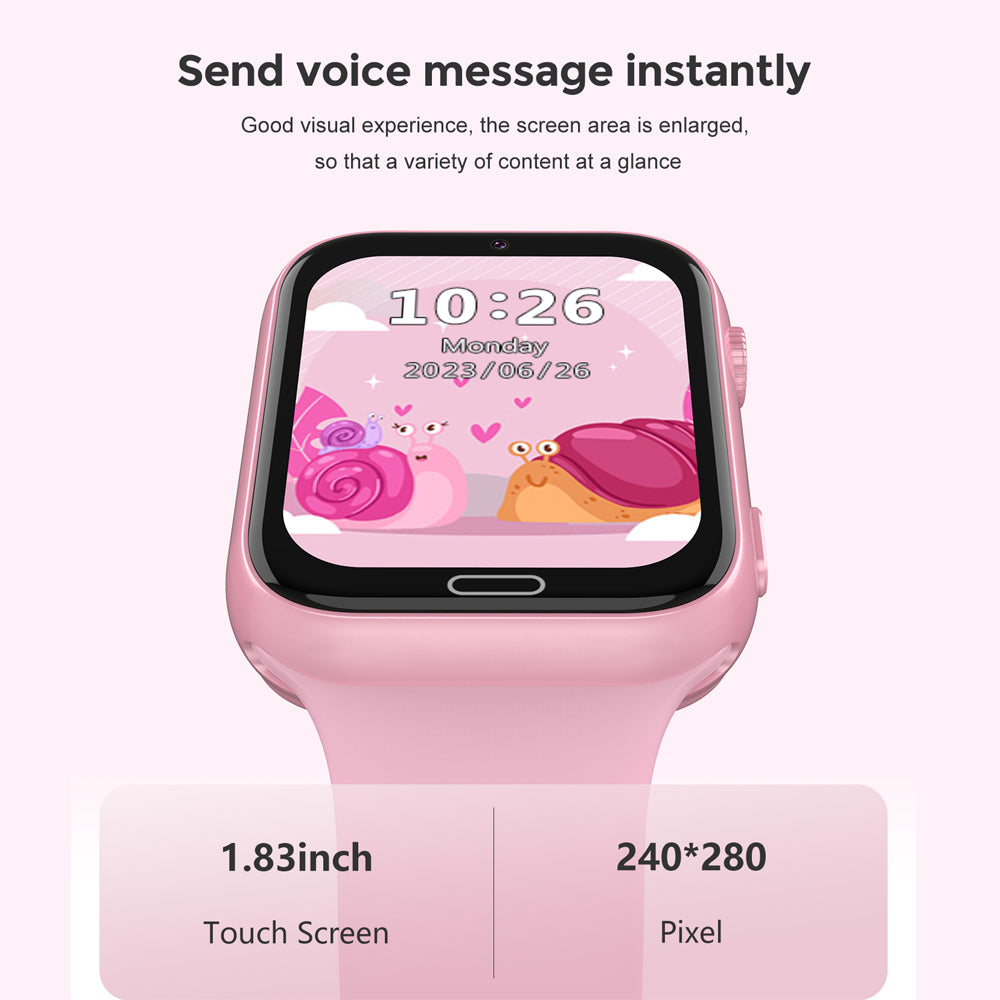 Premium Kids Smart Watch Phone – 2G GSM, LBS Location, SOS, Voice Chat, Camera, Flashlight, Alarm, Silicone Strap,