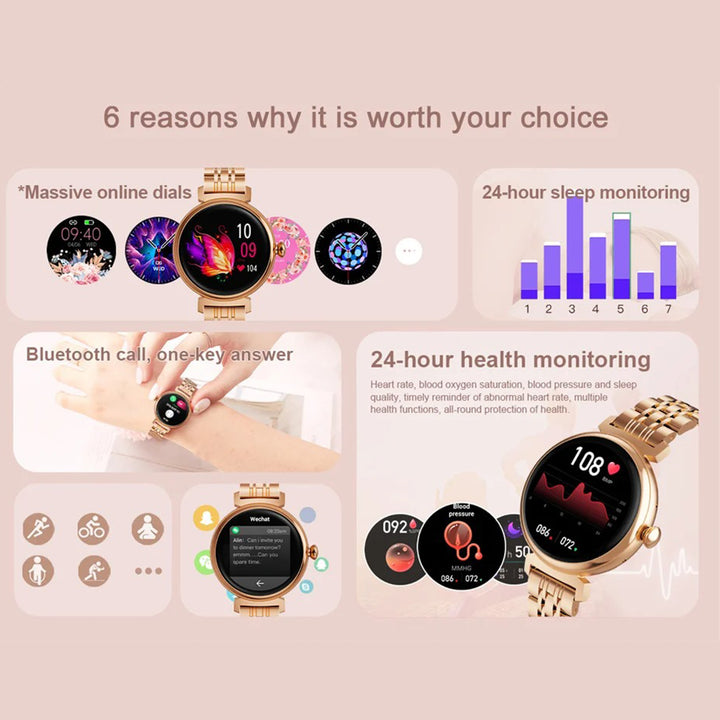 Premium Luxury Women's Smartwatch – Heart Rate, Blood Oxygen, Sleep Monitoring, Bluetooth Call, Diamond Bracelet, 1.32" HD Display, IP67 Waterproof, Fitness Tracker, Multi-Sport Modes - StrengthXPhysiotherapy