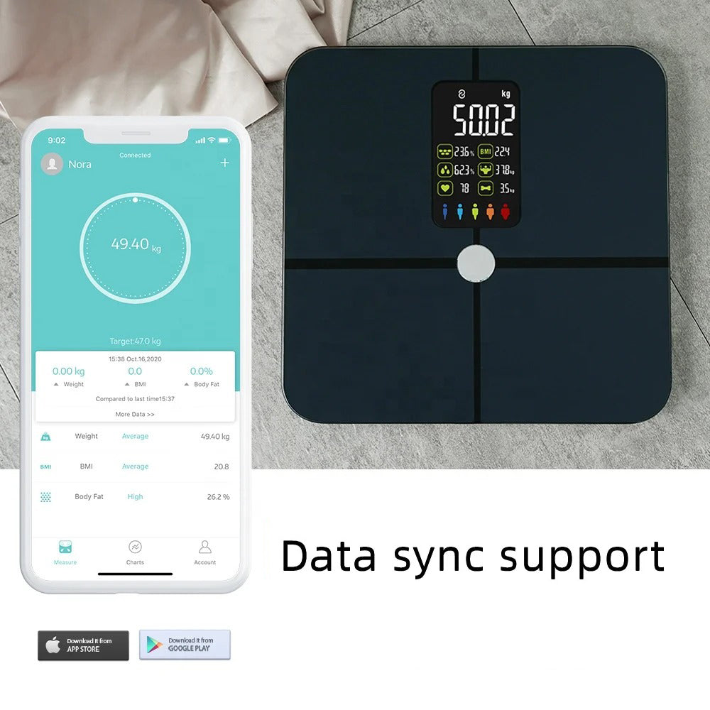 Premium Smart Body Fat Scale – Digital Weight Scale with Heart Rate Monitor, TFT Screen, Multi-Language Support