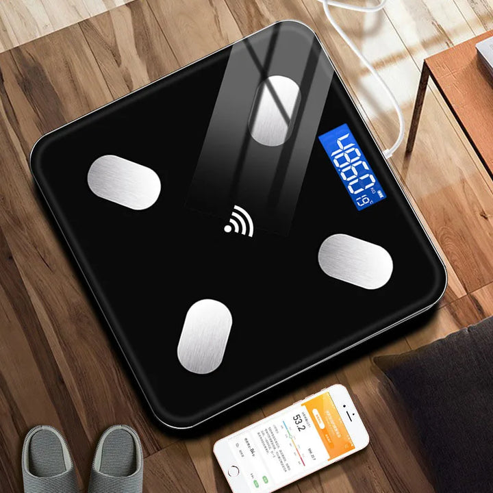 Premium Smart Digital Body Weight Scale – Wireless Fat Analyzer with Smartphone App, Tempered Glass Design, Available in, 
