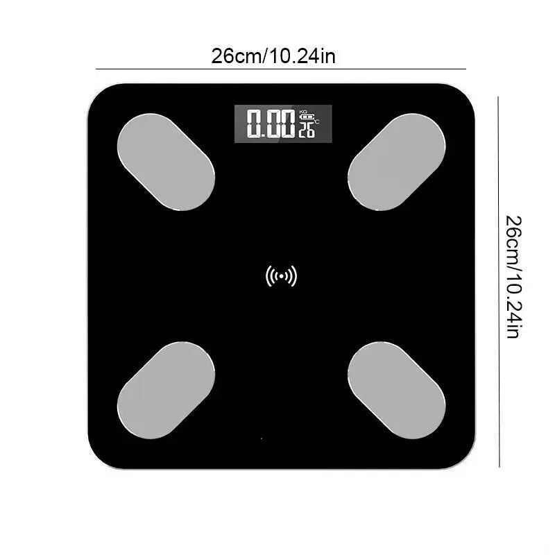 Premium Smart Digital Body Weight Scale – Wireless Fat Analyzer with Smartphone App, Tempered Glass Design, Available in, 