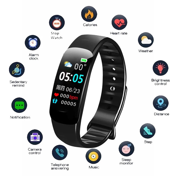 Premium Smart Fitness Watch – Heart Rate, Blood Pressure, Step Counting, Sleep Monitoring, Sports Tracker, Bluetooth, Multi-