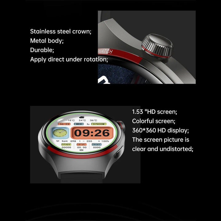 Premium Smartwatch for Men – 1.53'' AMOLED HD Screen, GPS, NFC, Bluetooth Calling, IP68 Waterproof, Heart Rate & Blood Pressure Monitoring, AI Voice Assistant, Sports & Fitness Tracker, 2024 - StrengthXPhysiotherapy