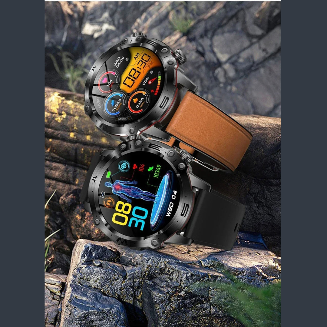 Premium Smartwatch with 1.43" AMOLED Display – Voice Calling, 100 Sports Modes, Military Grade Toughness, Waterproof, 7-Day Battery, Bluetooth, Custom Watch Faces - StrengthXPhysiotherapy