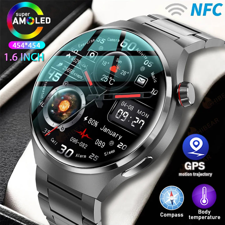 Premium GPS Smart Watch for Men & Women | 360° AMOLED Display, NFC, Bluetooth Call, IP68 Waterproof, Heart Rate Monitor, Fitness Tracker, Sleep Monitoring, Multi-Sport Modes - StrengthXPhysiotherapy