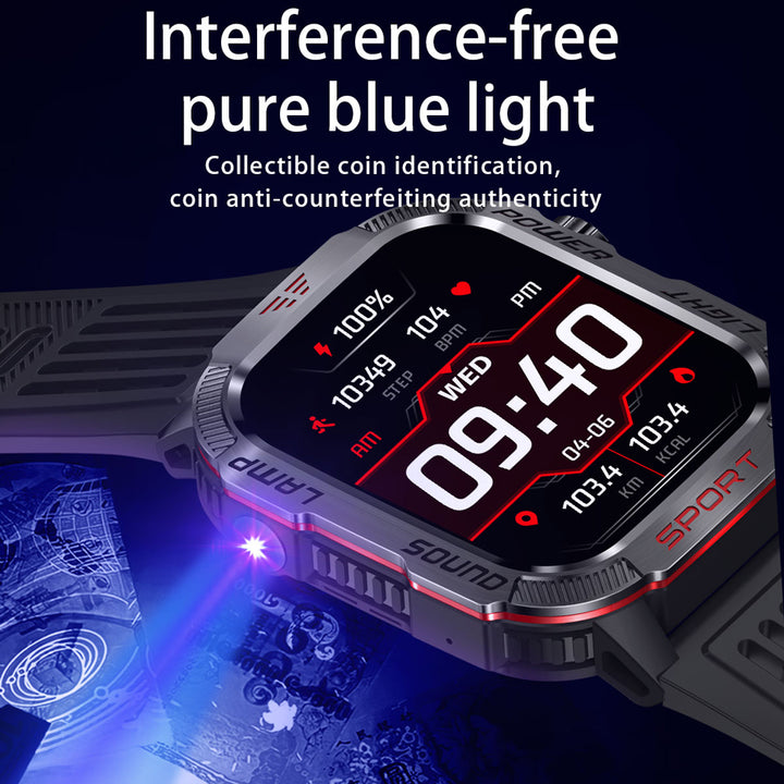 Premium GPS Smartwatch for Men – 2.01" HD Display, Waterproof, Bluetooth Calling, Compass, Flashlight, Fitness Tracker, 600m 