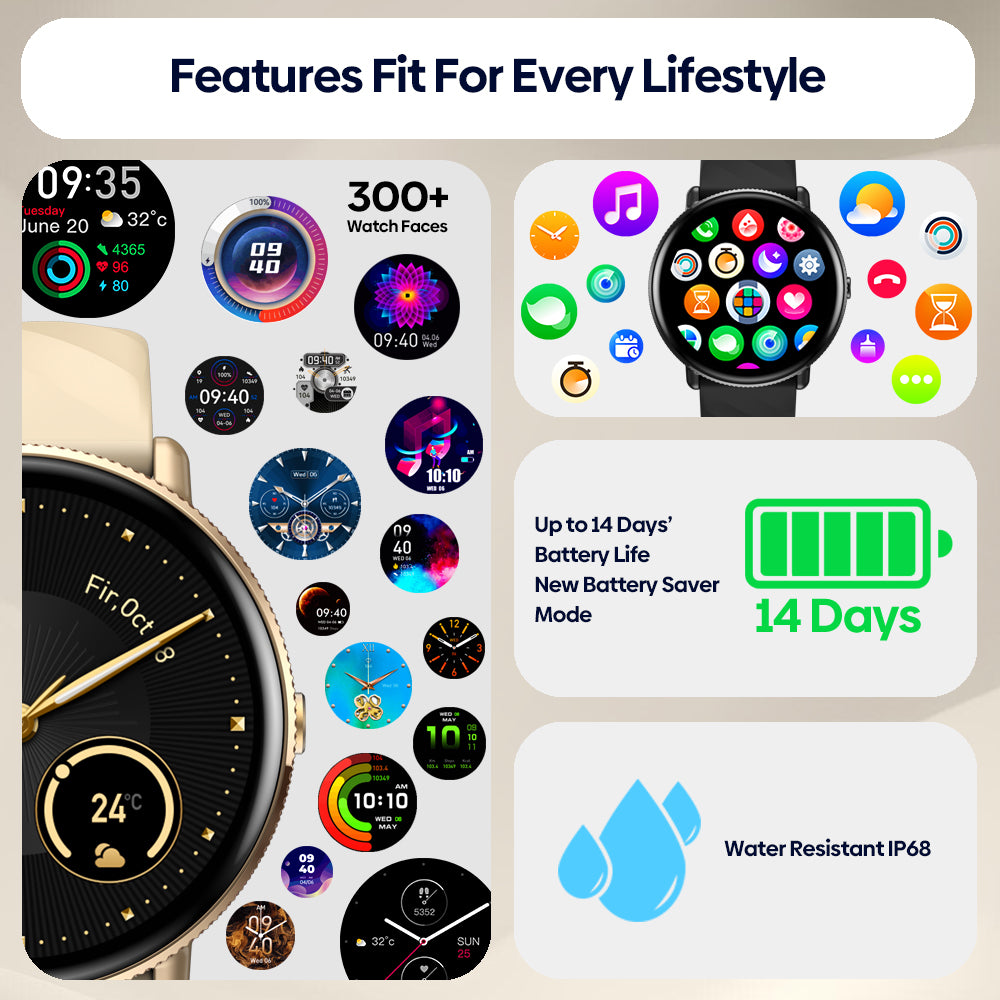 Premium Fitness Smartwatch with AMOLED Display, Voice Calling, Heart Rate & Blood Oxygen Monitor, Waterproof, 316L Stainless 