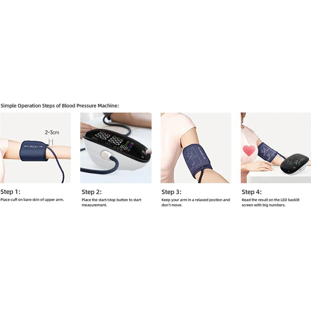 Premium Automatic Upper Arm Blood Pressure Monitor – LED Backlit Screen, 2X120 Memory Groups, Adjustable BP Cuff, Electronic Digital Blood Pressure Machine - StrengthXPhysiotherapy