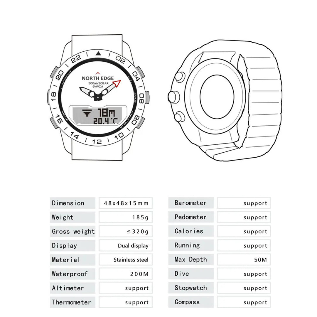 Premium Military Dive Watch for Men – 200M Waterproof, Altimeter, Compass, Barometer, Digital Clock, Thermometer, Pedometer, Stopwatch, Countdown Timer, EL Backlight - StrengthXPhysiotherapy