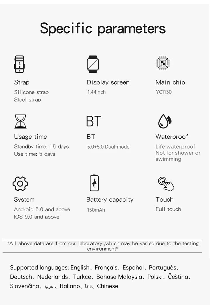 Luxury Smartwatch Android OS - 1.44" Full Touch Color Screen, Bluetooth, Custom Dial, for Men & Women, Smart Watch with Call Feature - StrengthXPhysiotherapy