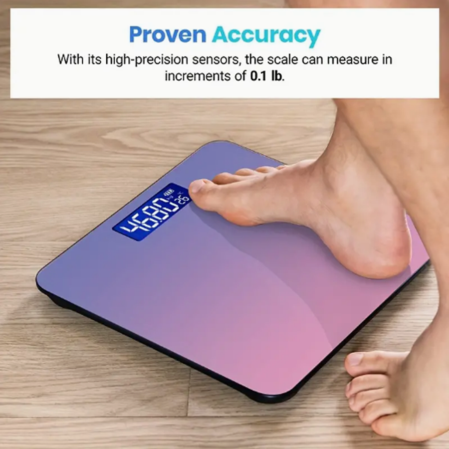 Premium Gradient Color Intelligent LCD Electronic Scale – Digital Display Glass Weight Scale, Accurate 0.2-180kg Measurement,