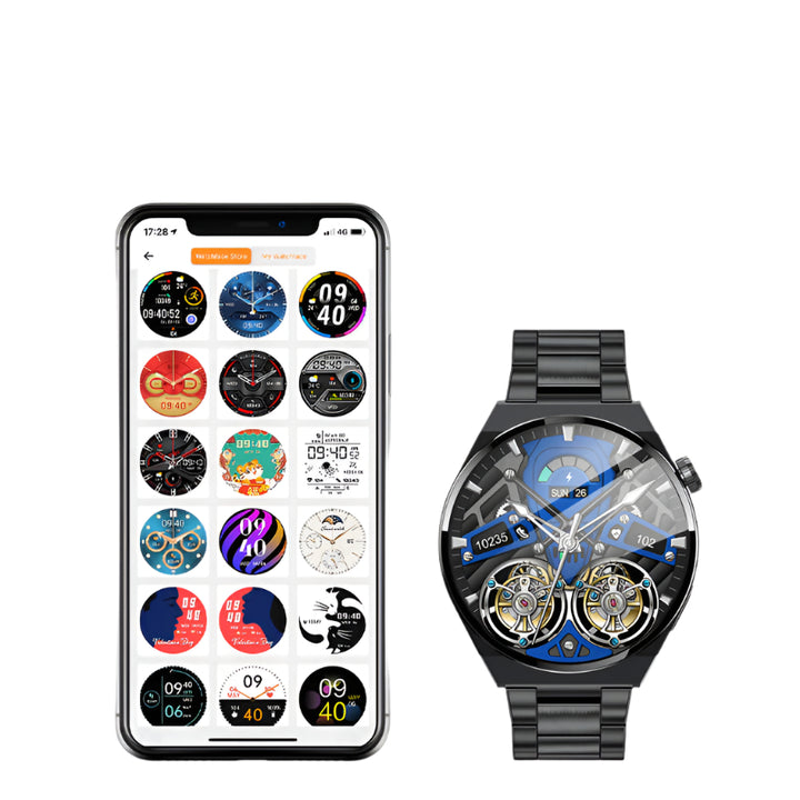 Premium Smartwatch for Men – ECG + PPG, Bluetooth Call, AMOLED Full Touch, NFC, Sports Mode, Waterproof, Heart Rate, Blood 