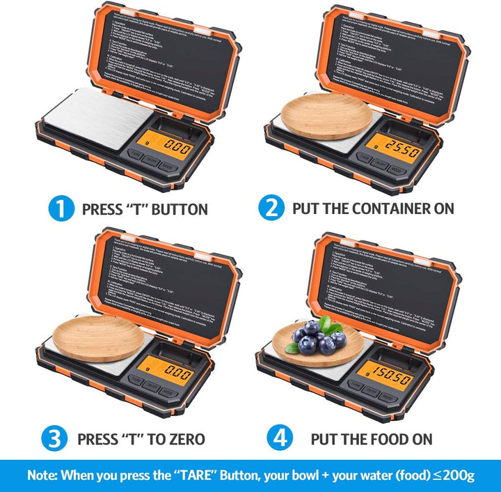 Premium Digital Pocket Scale – 200g Capacity, 0.01g Precision, Multi-Unit Conversion, Calibration Weight Included for Food, 