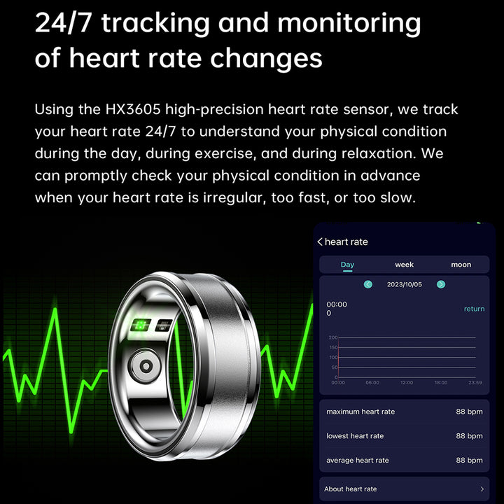 Premium Fitness Tracker Smart Ring for Men & Women - Health Monitoring, Heart Rate, Blood Oxygen & Body Temperature 