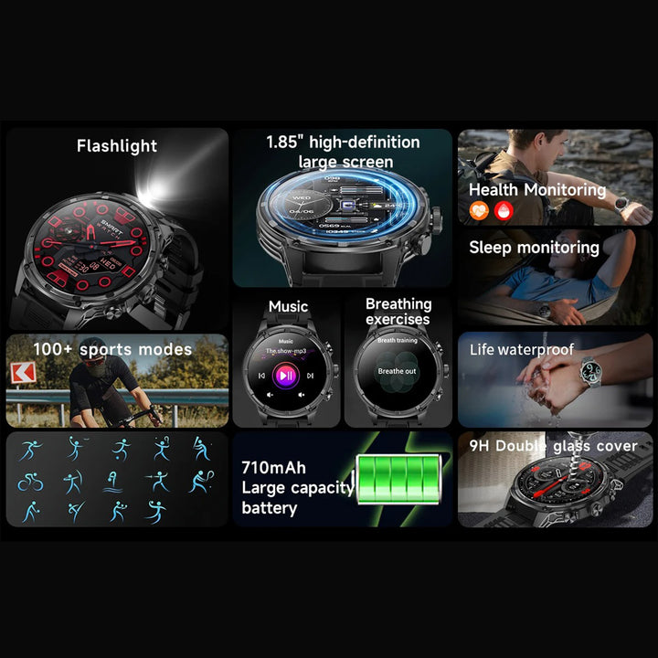 Premium Smartwatch with NFC & Bluetooth Headset – TWS Music & Talk, Sports Tracking, Sleep Monitoring, Camera Control, Music Control, Smart Alarm, Waterproof, Compatible with Android & iOS - StrengthXPhysiotherapy