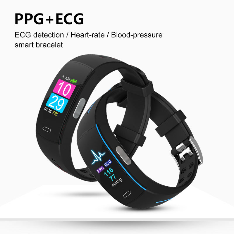 Premium Smart Wristband – Body Temperature Monitoring, ECG+PPG, Heart Rate, Blood Pressure, Color OLED Display, IP67  