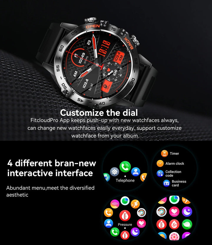 Premium Bluetooth Call Smartwatch for Men - IP67 Waterproof, 1.39-inch Display, Fitness Tracker, Sports Modes, Compatible with Android & iOS - StrengthXPhysiotherapy