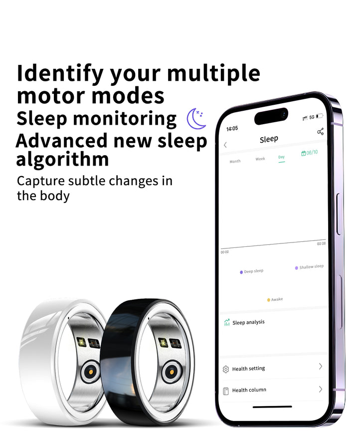 Premium Smart Fitness Ring with Charging Case - Heart Rate, Sleep & Health Monitoring, Blood Oxygen Detection, IPX8 