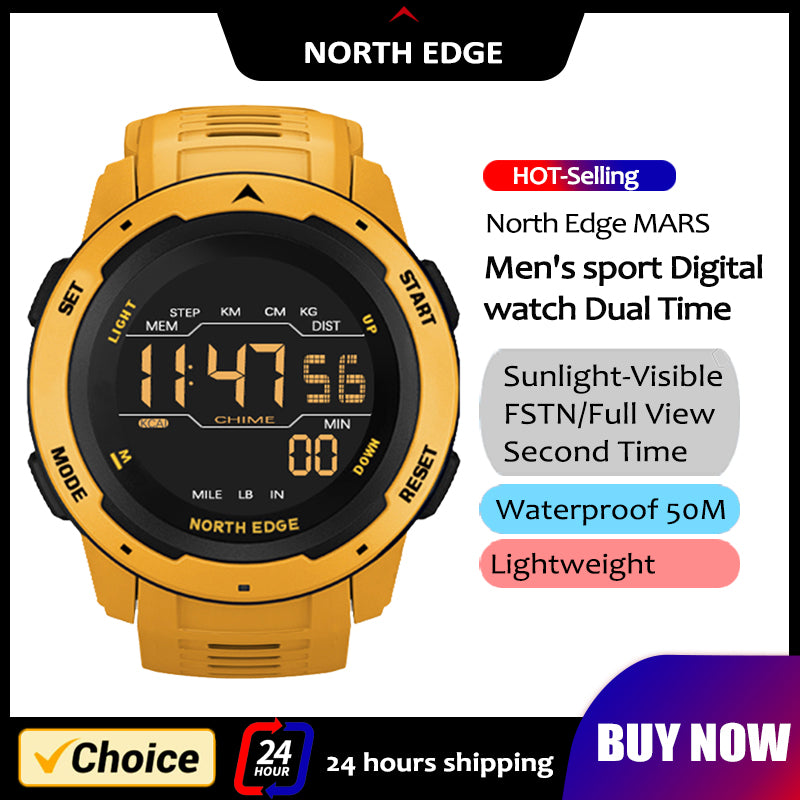 Premium Waterproof Sports Watch for Men and Women – 50M Waterproof, Dual Time, Pedometer, Stopwatch, Alarm, Countdown, 