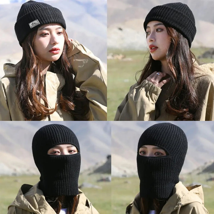 Premium Winter Balaclava Hat – 2-in-1 Knitted Ski Mask Beanie for Men, Windproof, Warm, Cold-Resistant Earmuff Cap for  