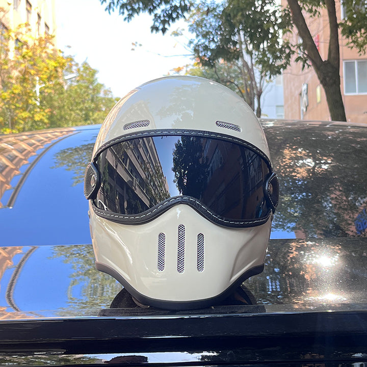 Premium Full Face Motorcycle Helmet – Retro Tokyo Style, Fiberglass, Clear Visor, Japan TT Design, Casco Moto for Men & Women