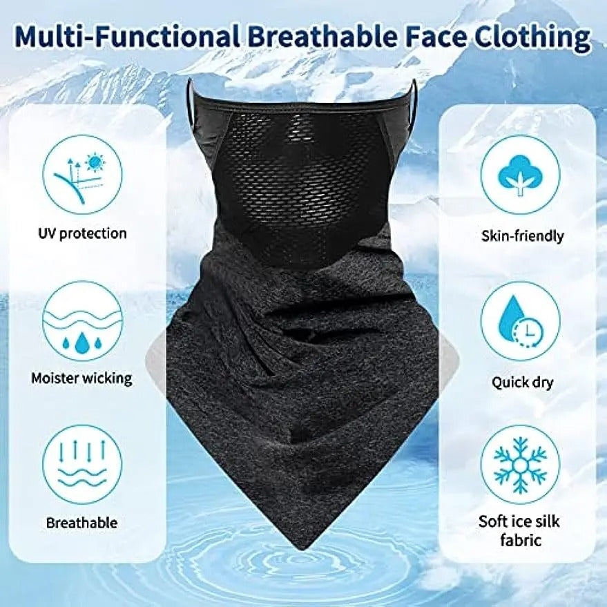Premium Breathable Ear Hanging Mask – Ice Silk Cycling Face Cover, Triangle Headscarf, Nylon Cool Material for Outdoor Sports and Riding Protection - StrengthXPhysiotherapy