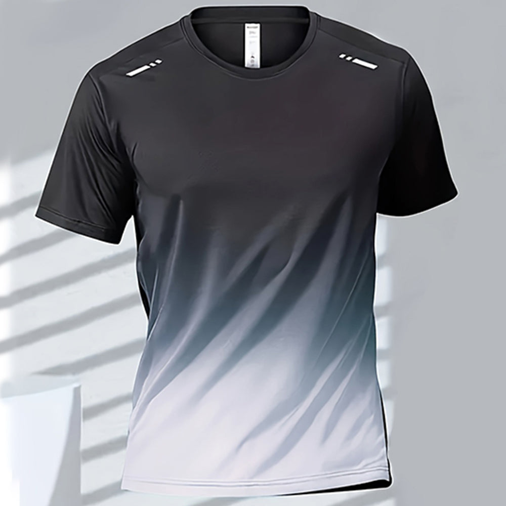 Premium Men's Sports T-Shirt – Quick Dry Casual Running & Boxing Top, Short Sleeve Badminton & Training Shirt, Gradient Design