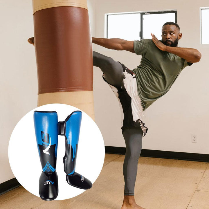 Premium Muay Thai Leg Protectors – High Quality Sanda Fighting Combo with Thickened Back Guard, Durable Leg Guards 