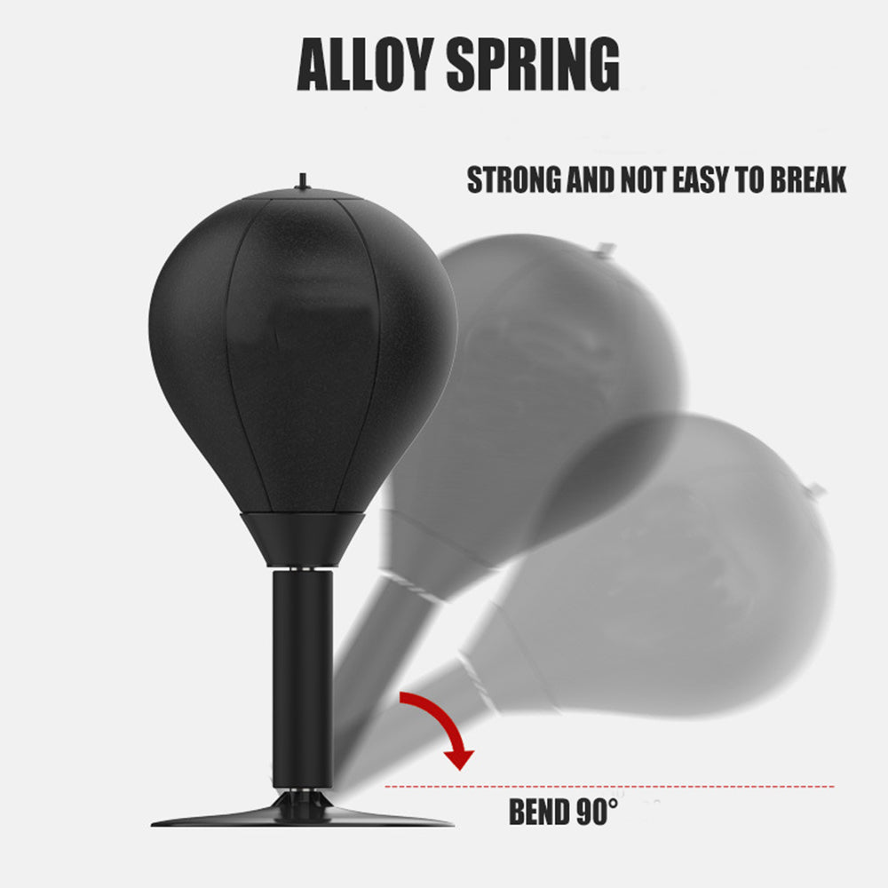 Premium Stress Relief Punching Bag – Desktop Boxing Speed Ball with Suction Cup Base – Inflatable Foam Spring for Reflex & 