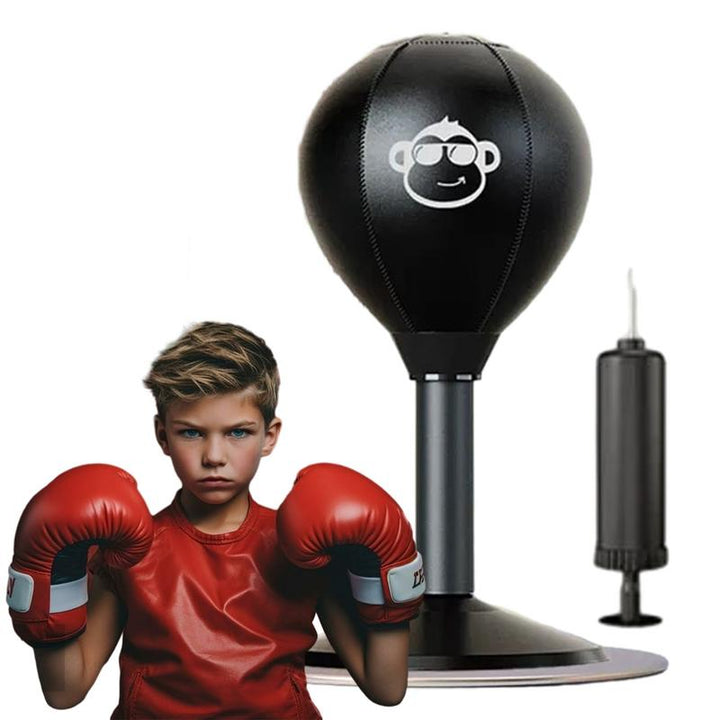 Premium Stress Relief Punching Bag – Desktop Boxing Speed Ball with Suction Cup Base – Inflatable Foam Spring for Reflex & 