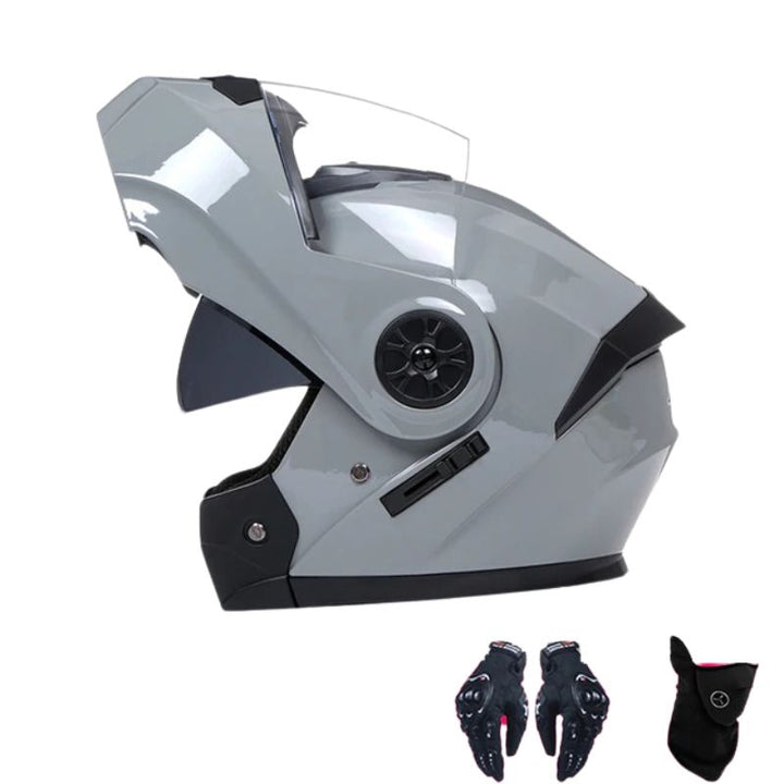 Premium Full Face Motorcycle Helmet - DOT & ECE Certified, Double Lens, Inner Sun Visor, Lightweight ABS Shell Removable Nose