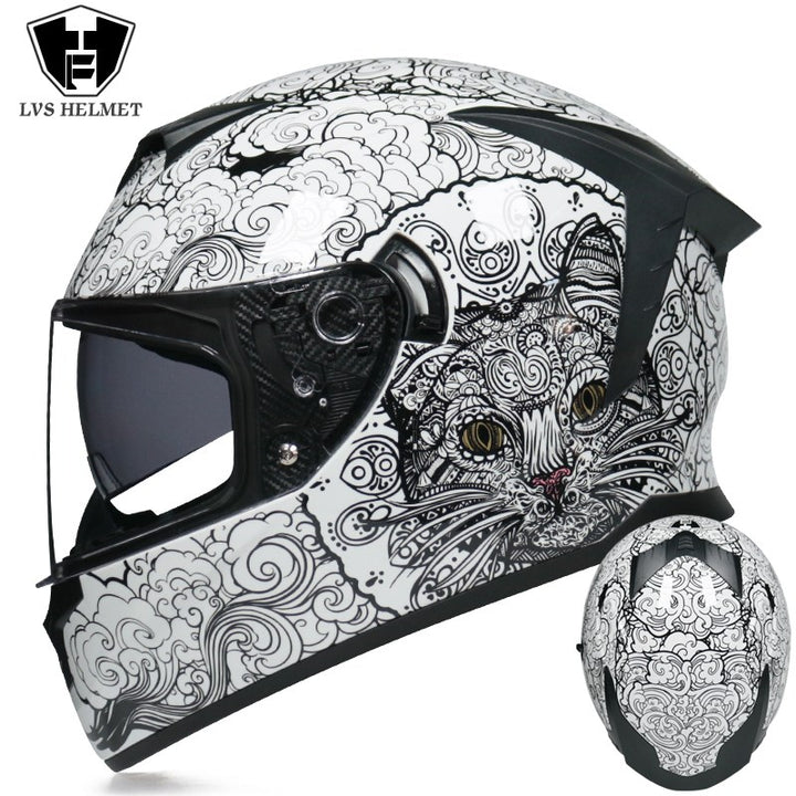 Premium Full Face Motorcycle Helmet - DOT & ECE Certified, Double Lens, Inner Sun Visor, Lightweight ABS Shell Removable Nose