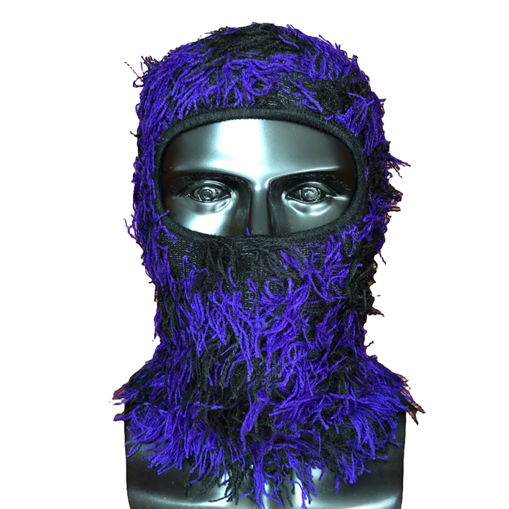 Premium Hip Hop Balaclava Beanie – Distressed Knit Ski Mask for Women, Camouflage Fuzzy Full Face Ski Hat, Outdoor Winter 