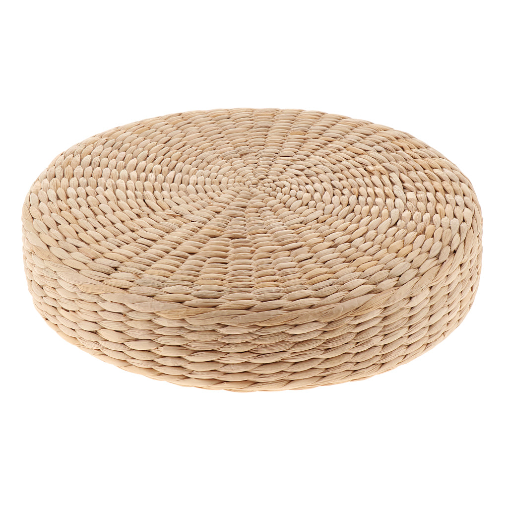 Premium Natural Straw Round Pouf – Handwoven Tatami Sitting Cushion for Living Room, Meditation & Worship – Eco-Friendly