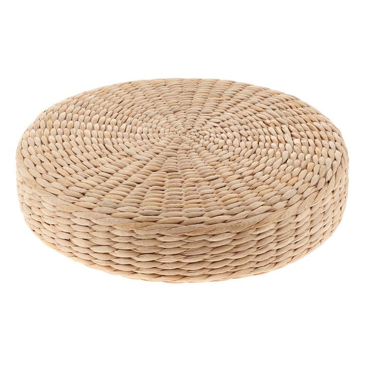 Premium Natural Straw Round Pouf – Handwoven Tatami Sitting Cushion for Living Room, Meditation & Worship – Eco-Friendly