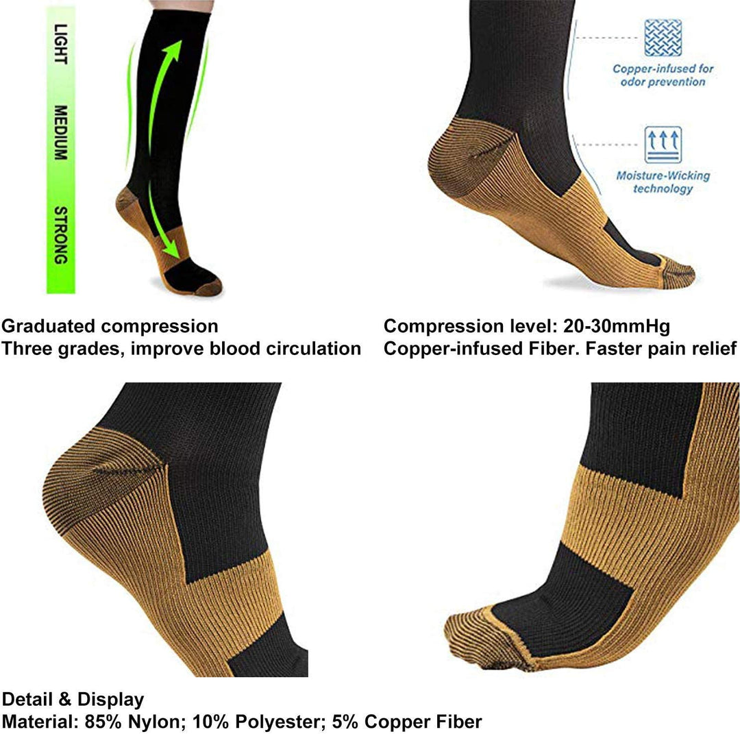 Premium Compression Knee High Socks for Men & Women – Varicose Vein & Pressure Support – Running, Sports & Health Care 